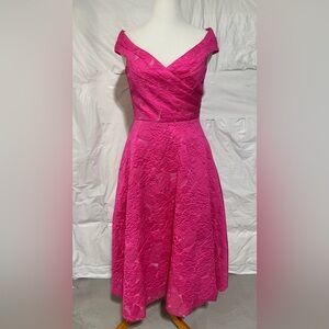 Teri Jon Vibrant Pink Midi Dress